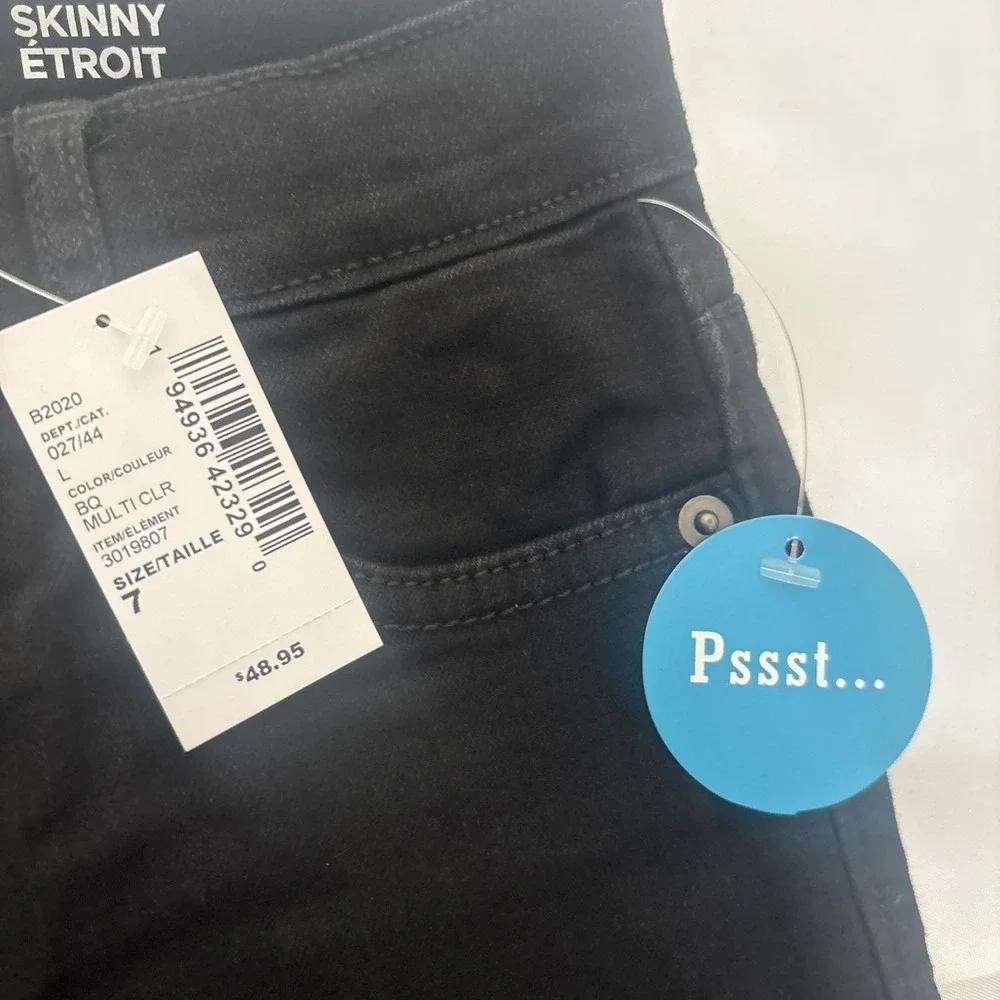 NEW NWT Childrens Place Boys Sz 7 Skinny Stretch Black Jeans Adjustable Waist